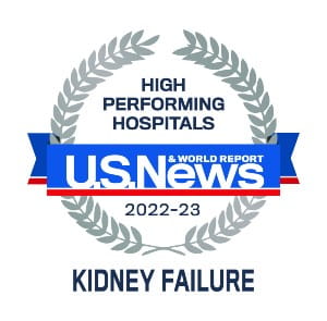 Decorative image that reads Hi Performance Hospitals U.S. News and World Report 2022-2023 Kidney Failure