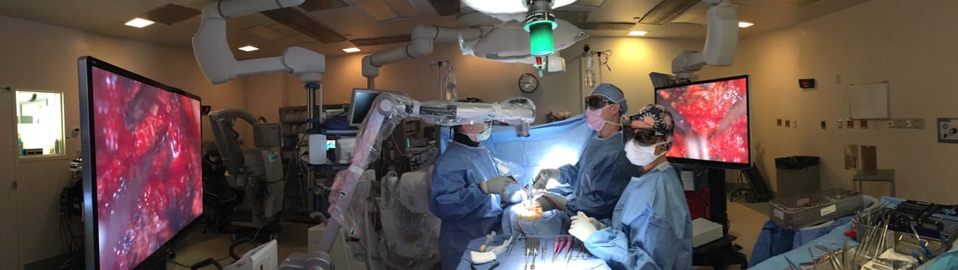 Surgeons use the exoscope for spinal surgery. 