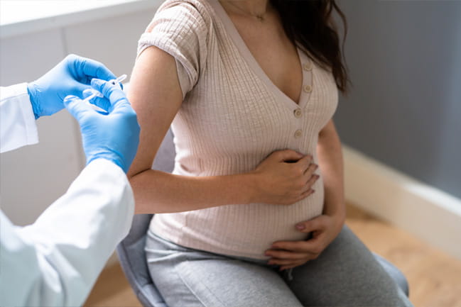 a pregnant patient receives a vaccine
