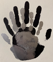 black and gray handprint